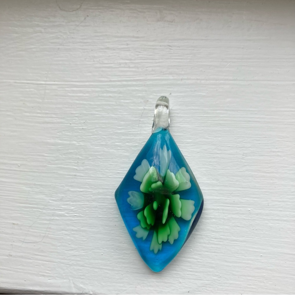Etsy Turquoise Green Flower Jewelry Pendant